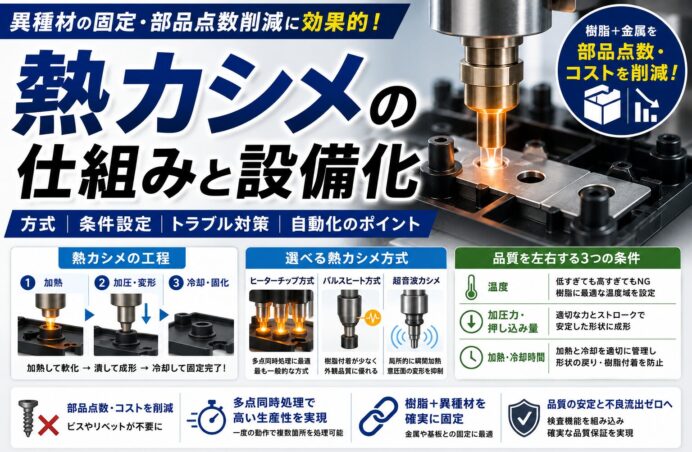 熱カシメとは?仕組み・メリットと自動化のポイントを解説|工場 省人化・自動化ナビ